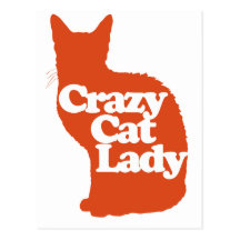 Dame folle de chat cartes postales
