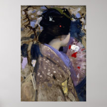 Dame japonaise avec une fan par George robuste Posters