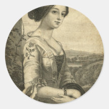 dames vintages de photo autocollant rond