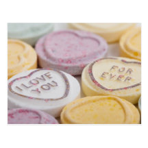 D'amour carte postale de coeurs de sucrerie pour t