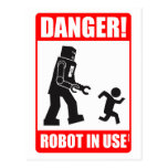 Danger ! Carte postale en service de robot