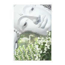 Dans le jardin - Quan Yin et fleurs Toiles Tendues Sur Châssis