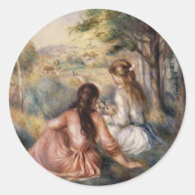 Dans le pré par Pierre-Auguste Renoir Autocollant Rond