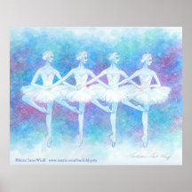 Danse de la copie d'art de cygnes de bébé affiche