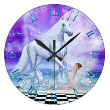 Danse de licorne et de nymphe dans l'horloge mural