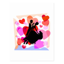 Danse de salon de coeurs cartes postales