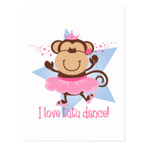 Danse de tutu d'amour de singe carte postale