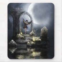 Danseur d'ange de Goth, crânes l'eau et lune Mouse Tapis De Souris