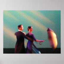 Danseurs avec le parapluie (image tramée) posters
