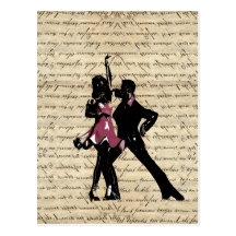 Danseurs de salle de bal sur le papier vintage cartes postales