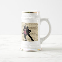 Danseurs de salle de bal sur le papier vintage tasse à café
