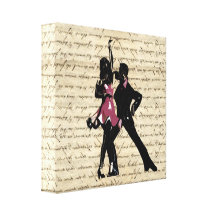 Danseurs de salle de bal sur le papier vintage impression sur toile