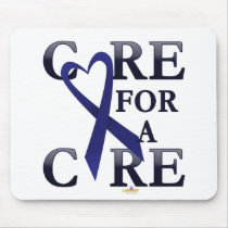 DarkBlueHeartRibbonCareCureDark - customisé tapis de souris
