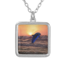 Dauphin au coucher du soleil collier personnalisé