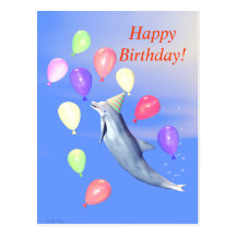 Dauphin de joyeux anniversaire carte postale