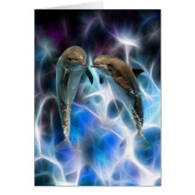 Dauphins et cristaux de fractale cartes de vœux