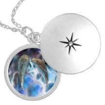 Dauphins et cristaux de fractale pendentif