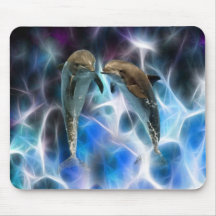 Dauphins et cristaux de fractale tapis de souris