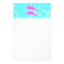 Dauphins roses motifs pour papier à lettre