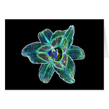 Daylily bleu au néon carte de vœux