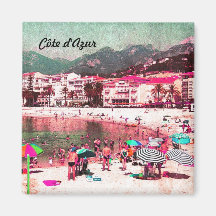 d'Azur de Côte, rétro aimant de plage