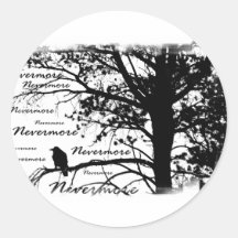 De B&W silhouette plus jamais Raven Autocollants