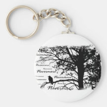 De B&W silhouette plus jamais Raven Porte-clés