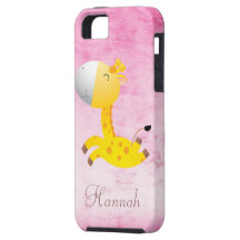De bande dessinée de girafe rose mignon assez pers étuis iPhone 5