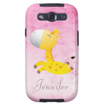 De bande dessinée de girafe rose mignon assez pers coques samsung galaxy s3