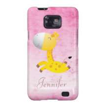 De bande dessinée de girafe rose mignon assez pers coque galaxy s2