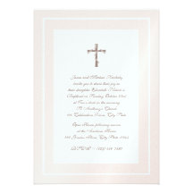 De baptême rose et Brown doucement Faire-part Personnalisé