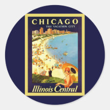 ~ de Chicago le voyage vintage de ~ de ville de va Autocollants
