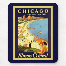~ de Chicago le voyage vintage de ~ de ville de va Tapis De Souris