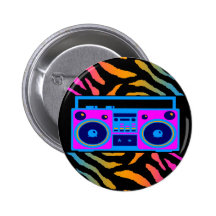 De COREY RÉTROS BOOMBOX RAYURES de TIGRE du TIGRE  Badges Avec Agrafe