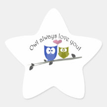 De hibou amour toujours vous, art mignon de hiboux sticker en étoile