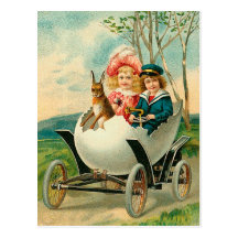 De Joyeuses Pâques à vous voiture de coquille d'oe Cartes Postales