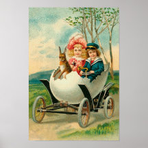De Joyeuses Pâques à vous voiture de coquille d'oe Poster
