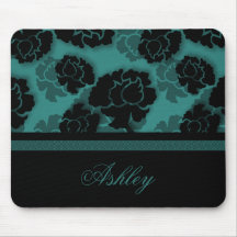 Décadence florale sale Mousepad, Teal Tapis De Souris