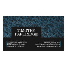 Decorative Floral Print - Blue Business Card Templates