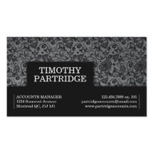 Decorative Floral Print - Grey Business Card