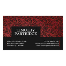 Decorative Floral Print - Red Business Cards