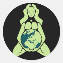 Déesse de terre enceinte autocollants ronds
