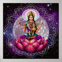 Déesse Lakshmi - mandala cosmique de bénédiction Poster