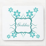 Déesse Mousepad floral, turquoise Tapis De Souris
