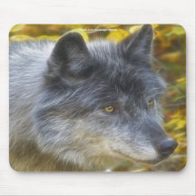 Défenseur Mousepad de faune d'étude de loup gris Tapis De Souris