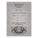 Déjeuner nuptiale de remous et de coeurs de romanc invitations personnalisées