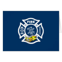 Délivrance jaune de camion de pompiers carte de vœux