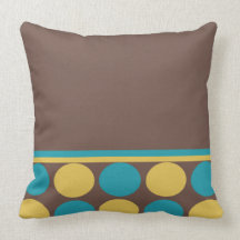 Demi d'oreiller de point de polka - jaune et bleu