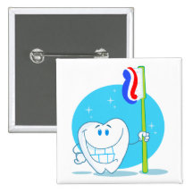 Dent de sourire heureuse avec la brosse à dents pin's avec agrafe