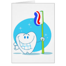 Dent de sourire heureuse avec la brosse à dents cartes de vœux